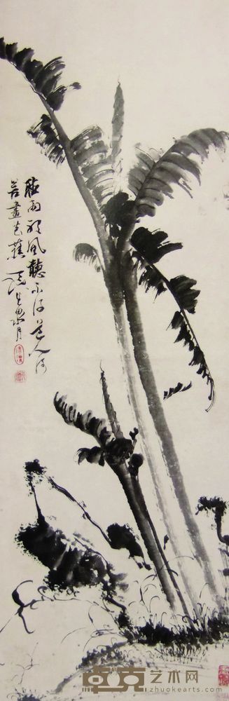 徐渭 芭蕉寿石图 水墨纸本 立轴 120×39
