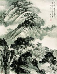 吴湖帆 山水 水墨纸本 镜片