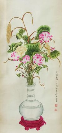 梅兰芳 花卉 设色纸本 立轴