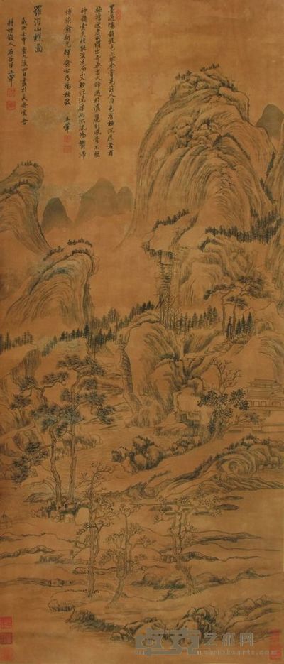 王石谷 山水 设色纸本 立轴 112×48