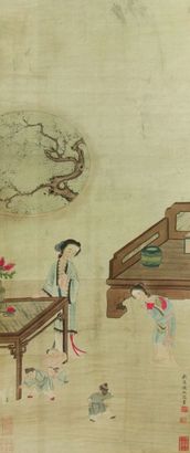陈枚 人物 设色纸本 立轴