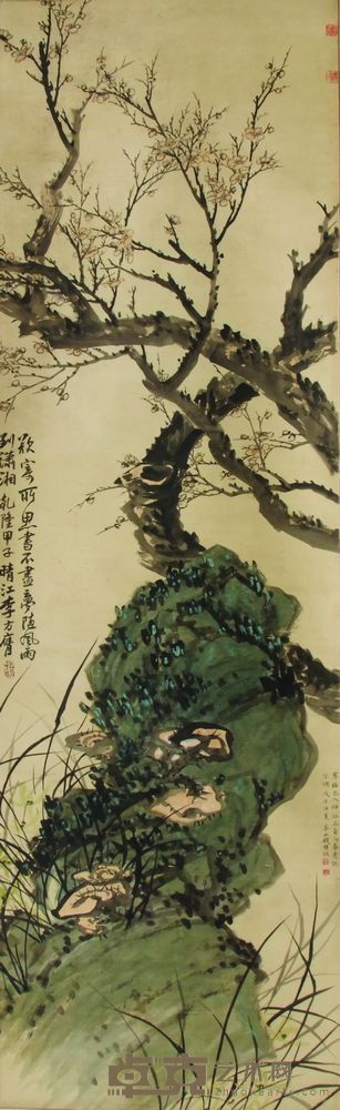 李方鹰 梅花 设色绢本 立轴 157×48