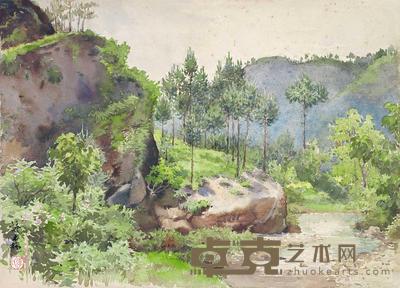 李咏森 1957年作 浙江灵岩山麓 28×39cm