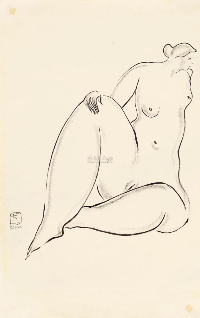常玉 1930年代初作 情色的坐姿裸女