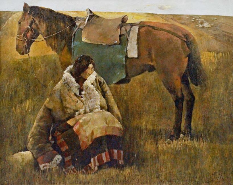 郭润文 1990年作 藏女和她的马