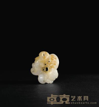 明 白玉菱角灵芝坠 3.7×3cm