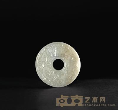 元 白玉蟠螭玉璧 直径7cm