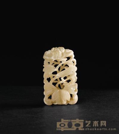 元 白玉富贵绶带 (一对) 2.5×4.2cm