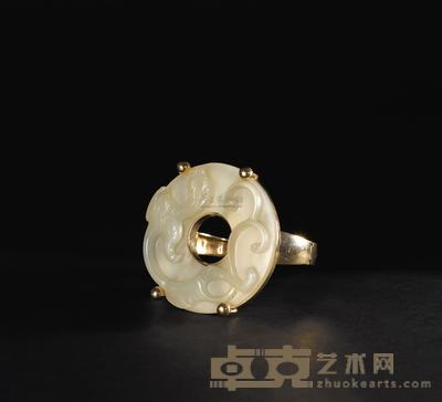 元 白玉螭龙玉璧 高6.1cm