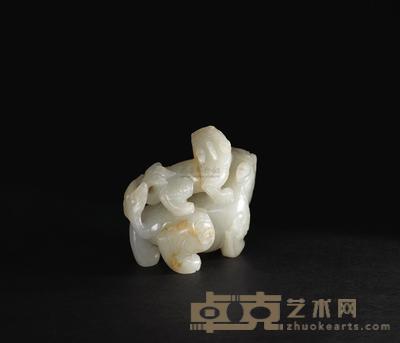 明 黄玉太狮少狮 7×5.9×3.5cm