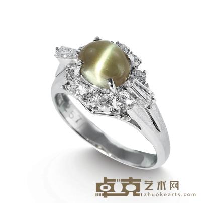 2.57克拉猫眼石钻石PT900铂金戒指
