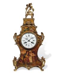 蒂芙尼19世纪末 洛可可式漆绘西洋人物座钟