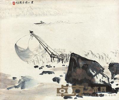 亚明 宋人诗意图 镜心 38×45.5cm