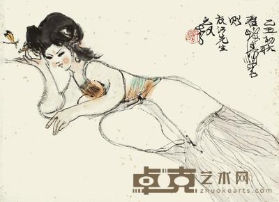 程十发 1985年作 仕女 立轴 33.5×46cm