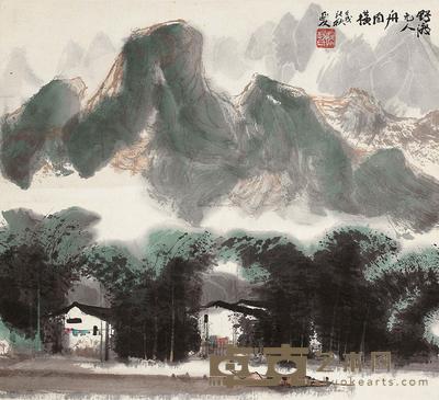 杨延文 1982年作 野渡无人舟自横 立轴 44.5×48cm
