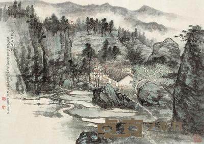 吴一峰 大巴山中人家 镜心 39×54.5cm