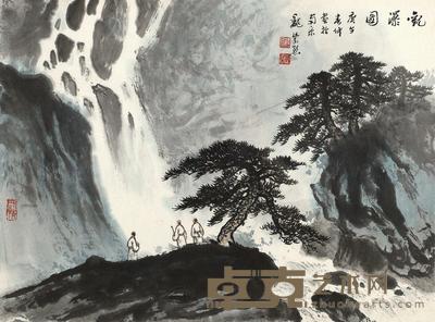 魏紫熙 1990年作 观瀑图 镜框 34.5×44.5cm