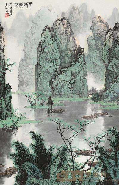 白雪石 1983年作 千峰竞秀 镜框 102×62cm