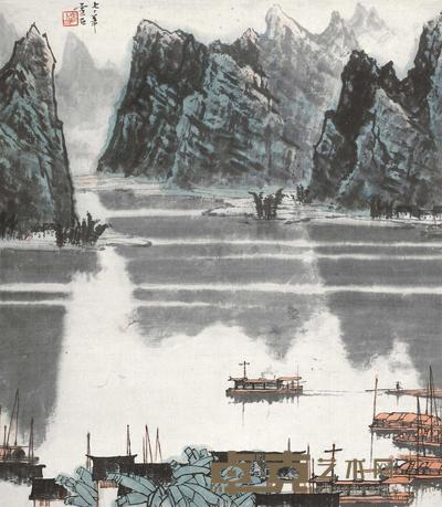 白雪石 1973年作 漓江 镜框 46.5×41cm