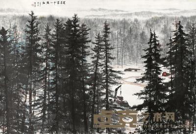 白雪石 1972年作 万墨丛中一点红 镜心 131×191.5cm