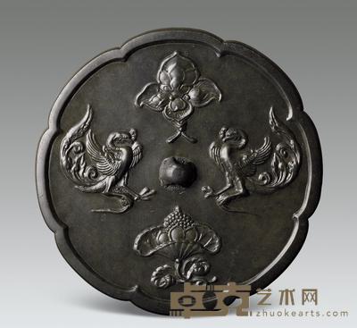 双鸾花卉镜 直径160mm；重625.6g