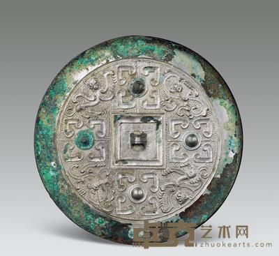 双猴双龙镜 直径136mm；重218.2g
