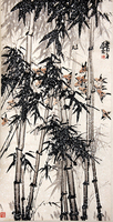 邹友蒸 《竹雀图》 立轴