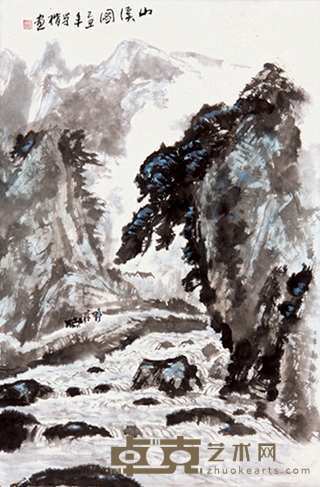 谭学楷 《山水》 立轴 68×46 cm