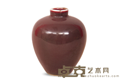 清 牛肝红釉文房小瓶 高：9.5cm