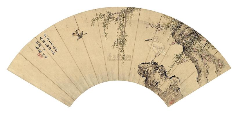 沈铨 1739年作 一路功名 扇面立轴
