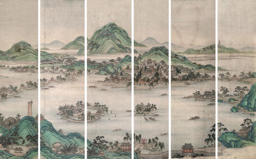 张若霭 西湖全景通屏 镜心