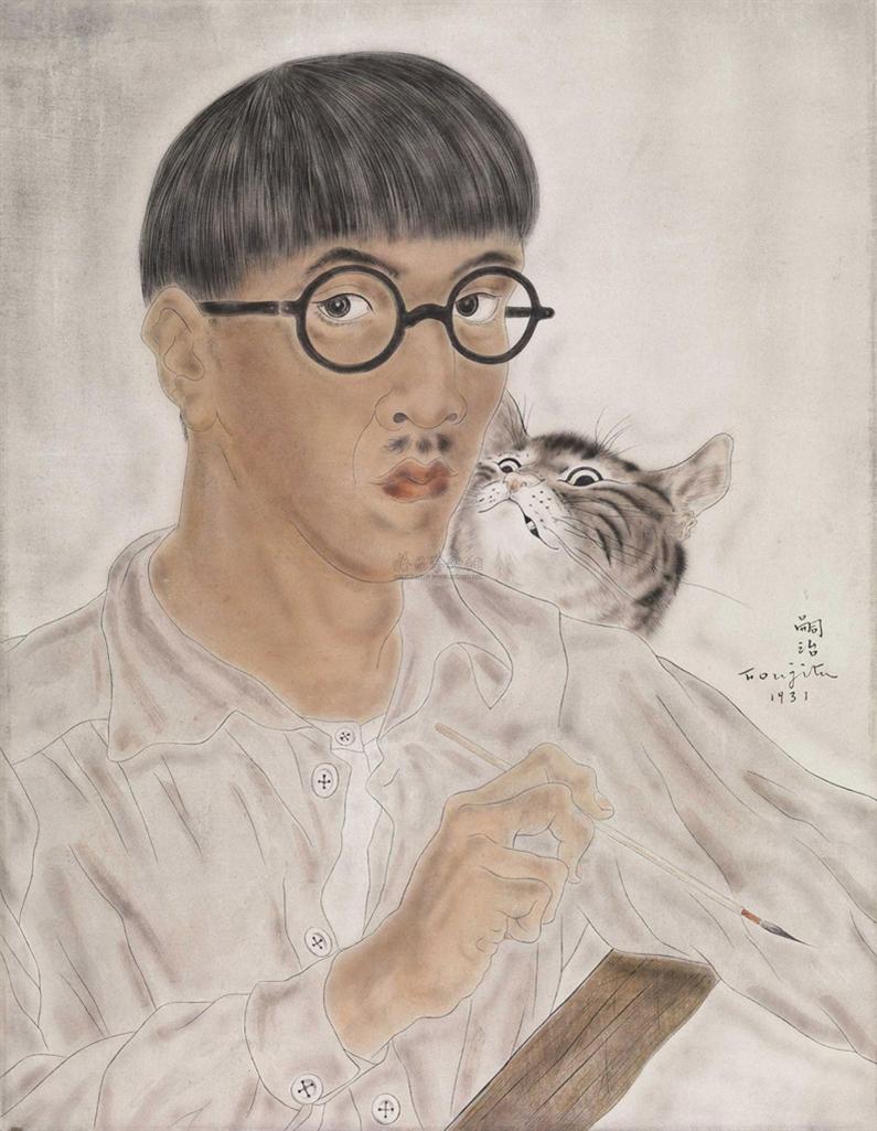 藤田嗣治 1931年作 SELF-PORTRAIT WITH A CAT