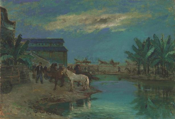 杨秋人 1960s年作 Horses along River