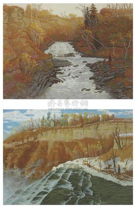 汤沐黎 1986年作 Ithaca Falls in Autumn Cascadilla Creek in Autumn Ithaca Falls in Autumn