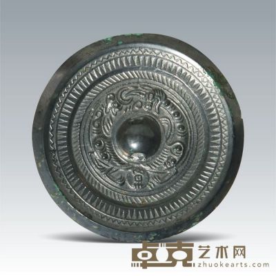 汉 五铢银白光龙虎镜 直径：10.1cm