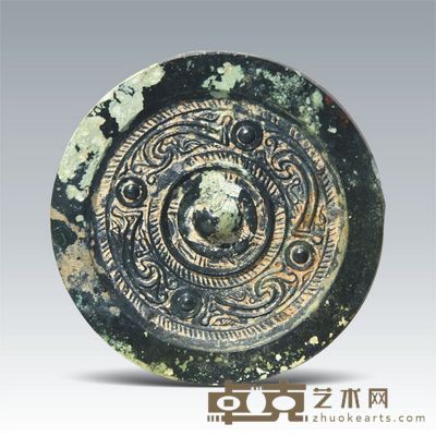 汉 六鸟二兔四虺镜 直径:9.2cm