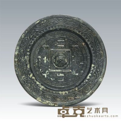 汉 善铜博局四灵镜 直径：13.3cm