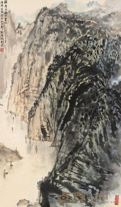 宋文治 轻舟已过万重山 立轴 66×39cm