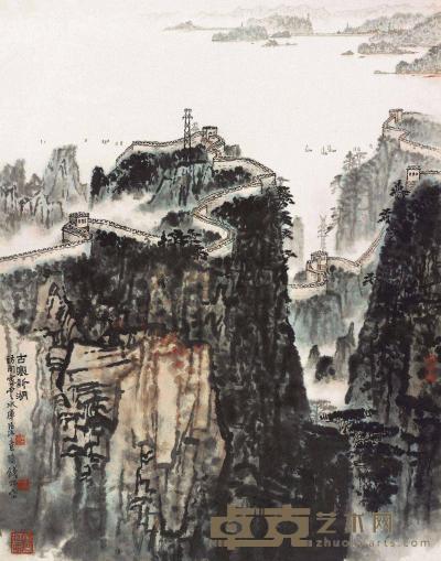 钱松嵒 古塞新湖 立轴 87.5×69cm