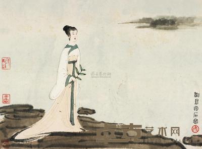 傅抱石 湘夫人 镜片 34×46cm