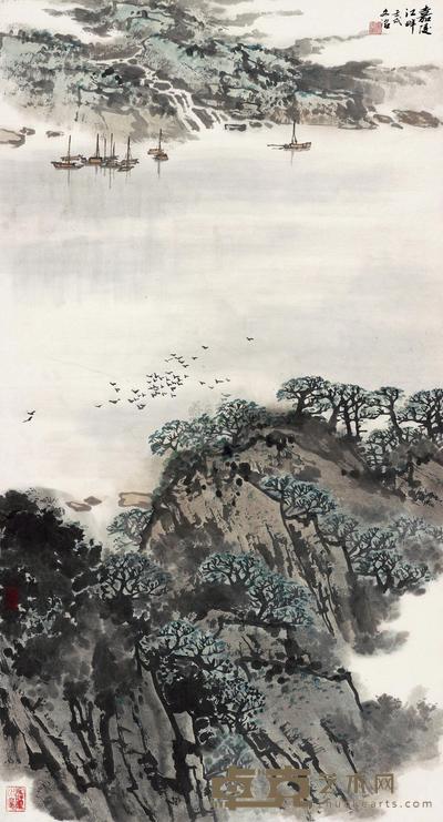 宋文治 嘉陵江畔 立轴 48×89cm