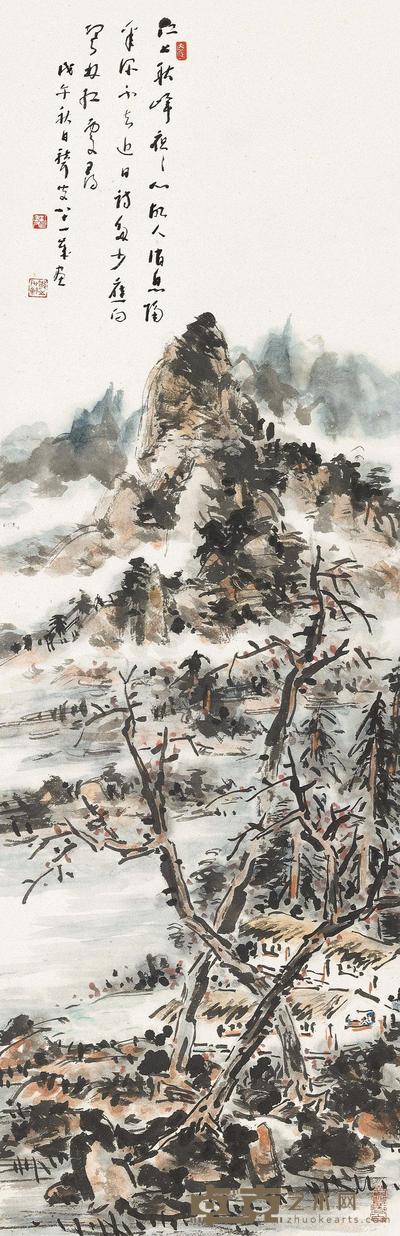 林散之 1978年作 江上秋峰 立轴 100.5×33cm