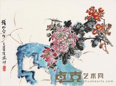 钱松嵒 菊花 立轴 34×46cm