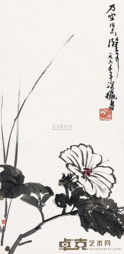 潘天寿 1965年作 山花开后 立轴 62×31cm
