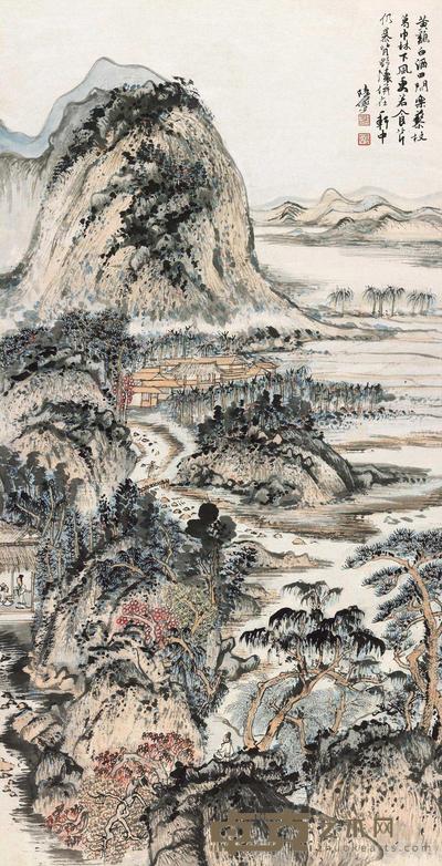 陆俨少 田舍乐 立轴 99×51cm