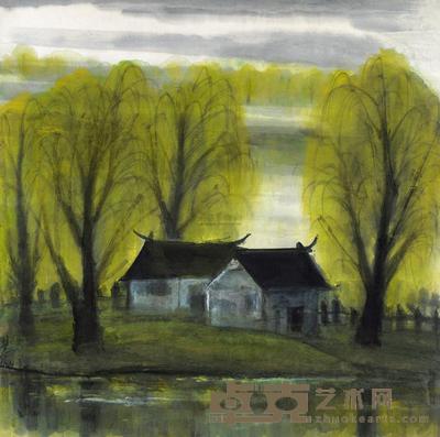 林风眠 水乡 镜片 66×66cm