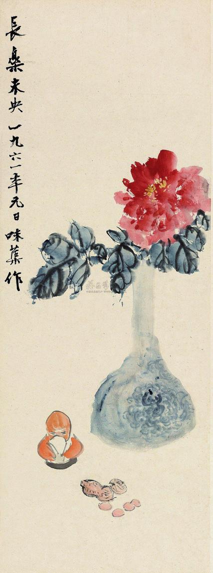 郭味蕖 牡丹寿星 立轴