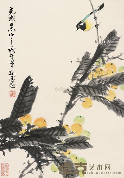 乔木 花鸟 镜片 40.5×28.5cm
