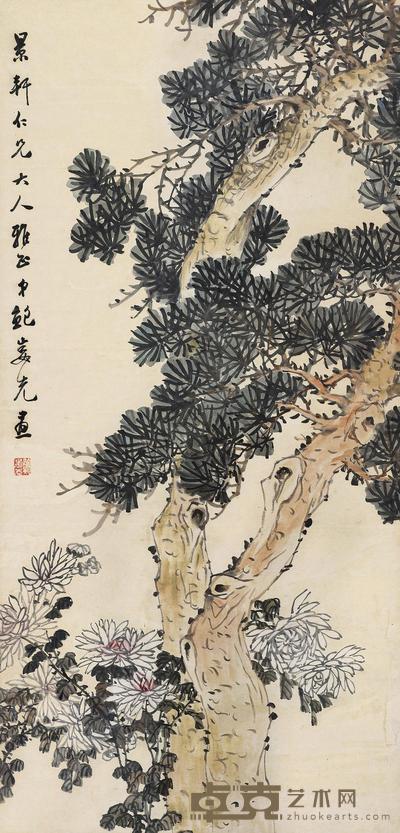鲍娄光 花卉 立轴 129×62.5cm