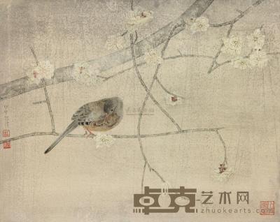 江宏伟 2004年作 梅花小鸟 镜片 43.5×34.5cm